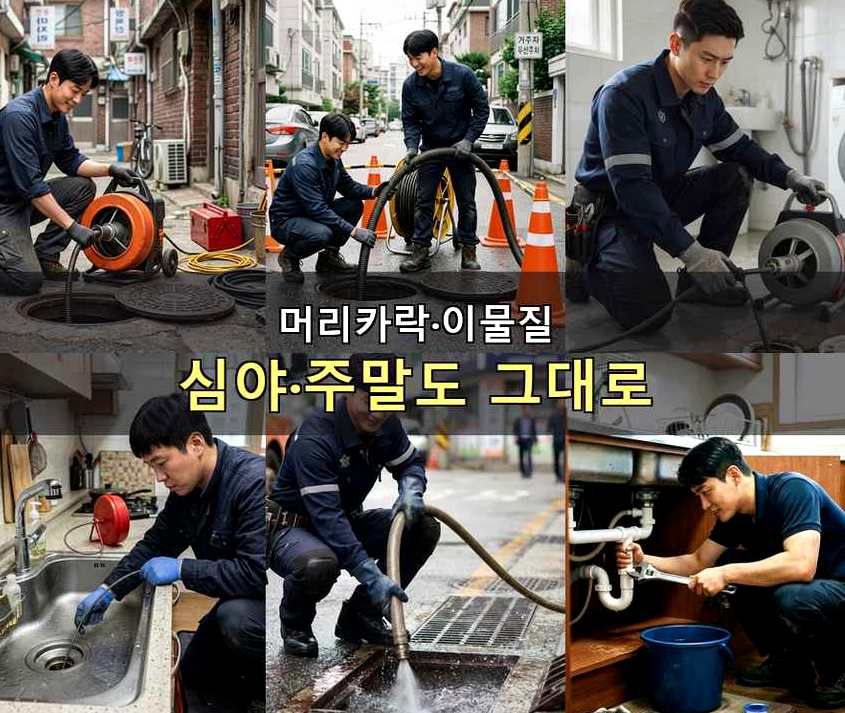 수원시권선구 당수동 배관청소 가격 안내 현장 작업 사진 - 배관해결사