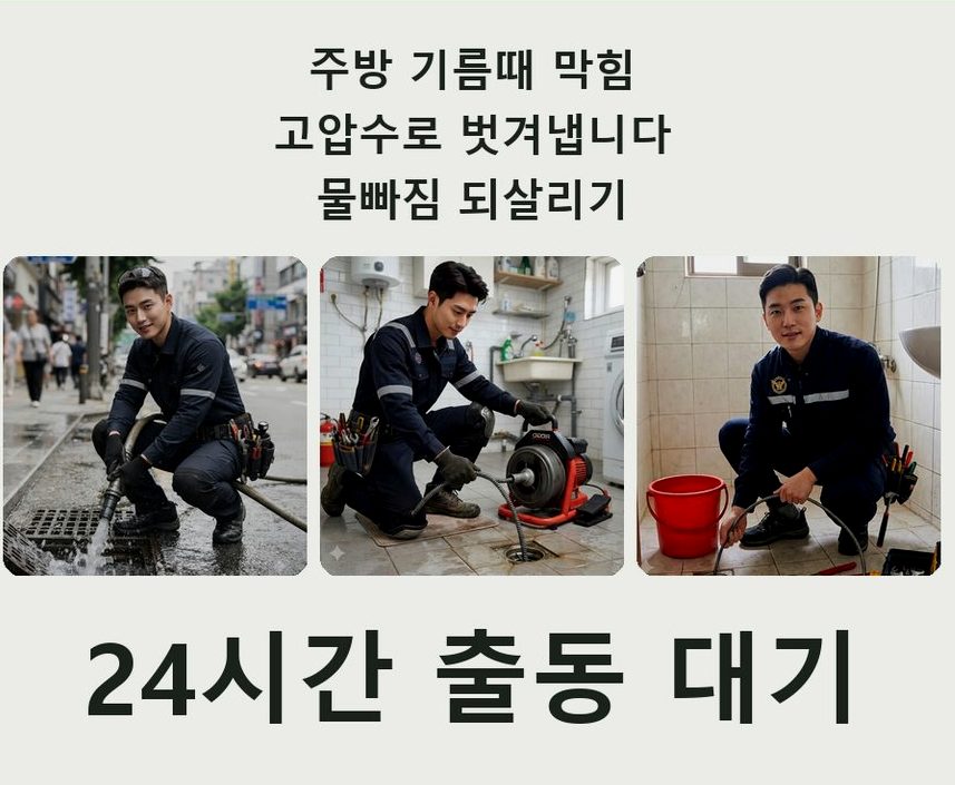 수원시권선구 당수동 욕실 배수구막힘 야간 출동 현장 작업 사진 - 배관해결사