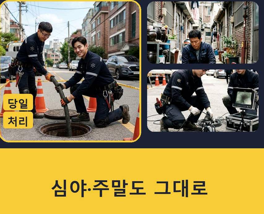 안성시 당왕동 하수구막힘 출장비 무료 현장 작업 사진 - 배관해결사