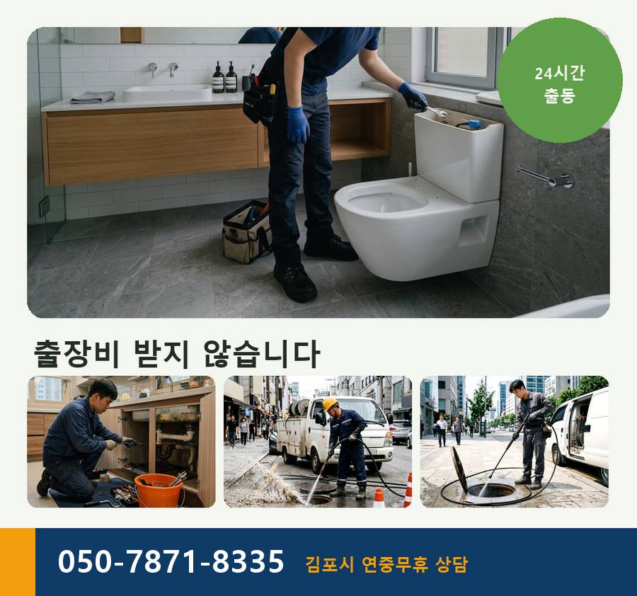 김포시 통진읍 싱크대막힘 고압세척·관통 작업 모습
