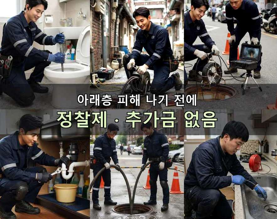 서울 동작구 대방동 싱크대막힘 고압세척·관통 작업 모습