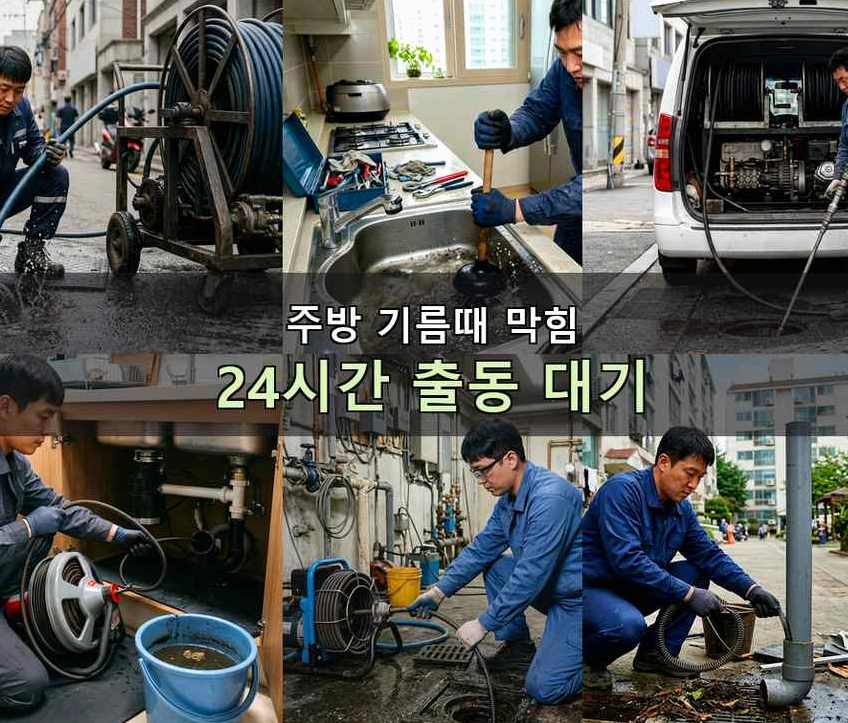 서울 강남구 대치동 배관청소 뚫음 현장 작업 사진 - 배관해결사