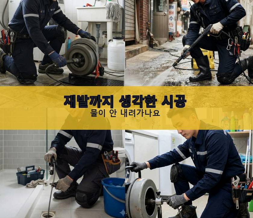 서울 강남구 대치동 베란다 배수구막힘 뚫음 현장 작업 사진 - 배관해결사
