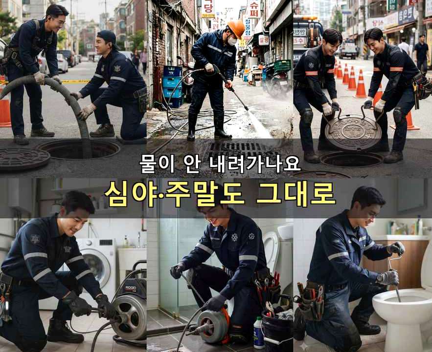 서울 강남구 대치동 하수구 냄새 뚫음 현장 작업 사진 - 배관해결사
