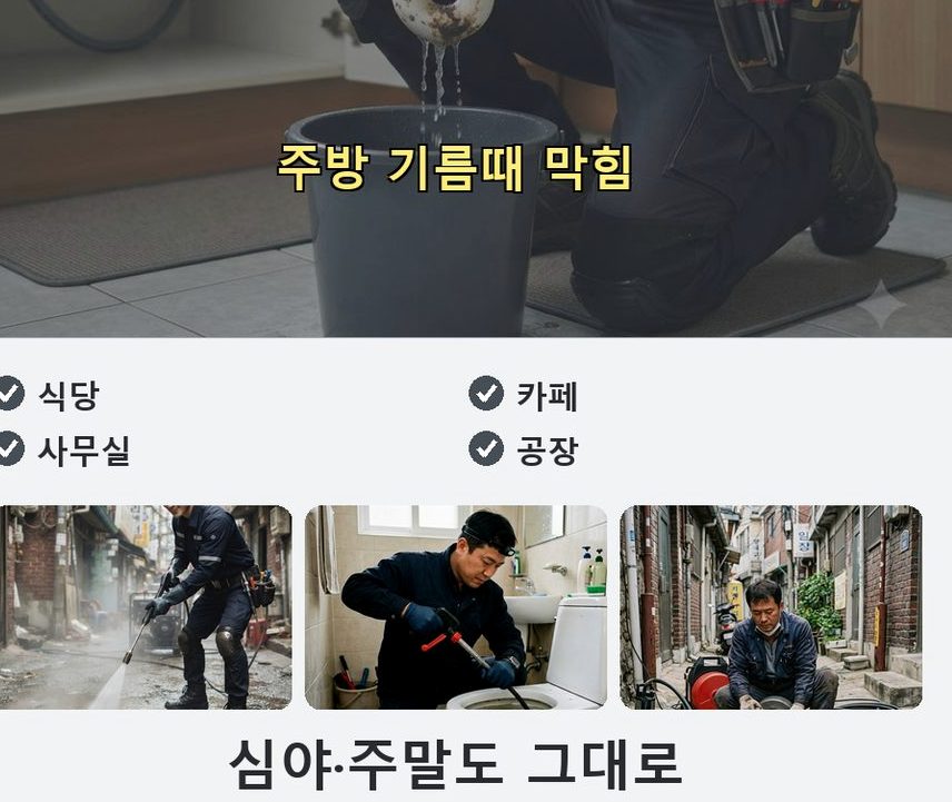 수원시권선구 대황교동 하수구 역류 전문 업체 현장 작업 사진 - 배관해결사
