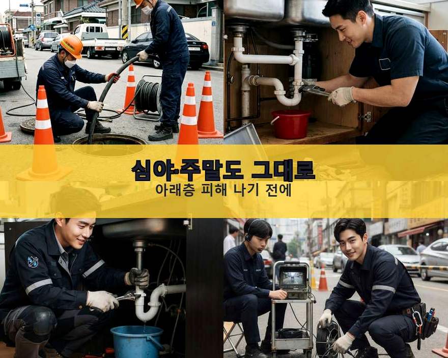 서울 강남구 도곡동 오수관막힘 야간 출동 현장 작업 사진 - 배관해결사