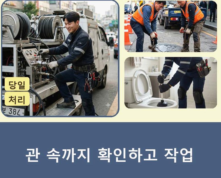 서울 강남구 도곡동 정화조막힘 가격 안내 현장 작업 사진 - 배관해결사