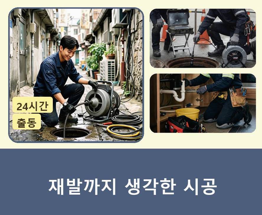 서울 도봉구 도봉동 욕실 배수구막힘 야간 출동 현장 작업 사진 - 배관해결사