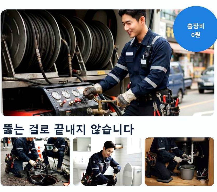 서울 성동구 도선동 배수구막힘 고압세척·관통 작업 모습