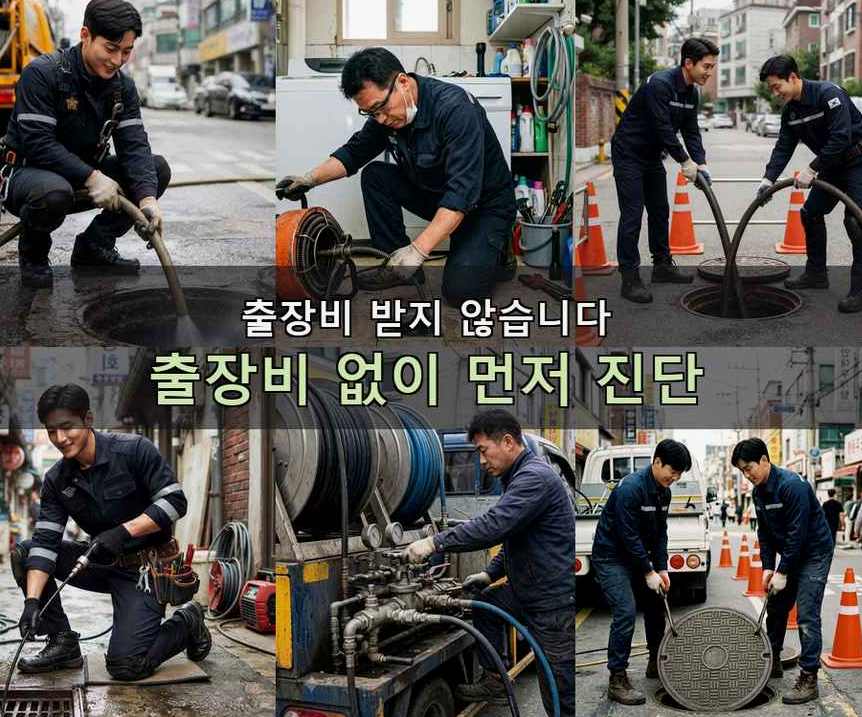 안성시 동본동 하수구막힘 야간 출동 현장 작업 사진 - 배관해결사