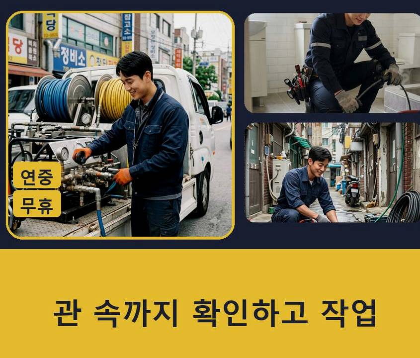 성남시수정구 둔전동 고압세척 야간 출동 현장 작업 사진 - 배관해결사