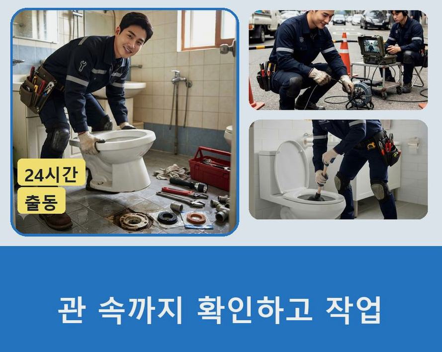 고양시일산동구 마두동 오수관막힘 업체 현장 작업 사진 - 배관해결사