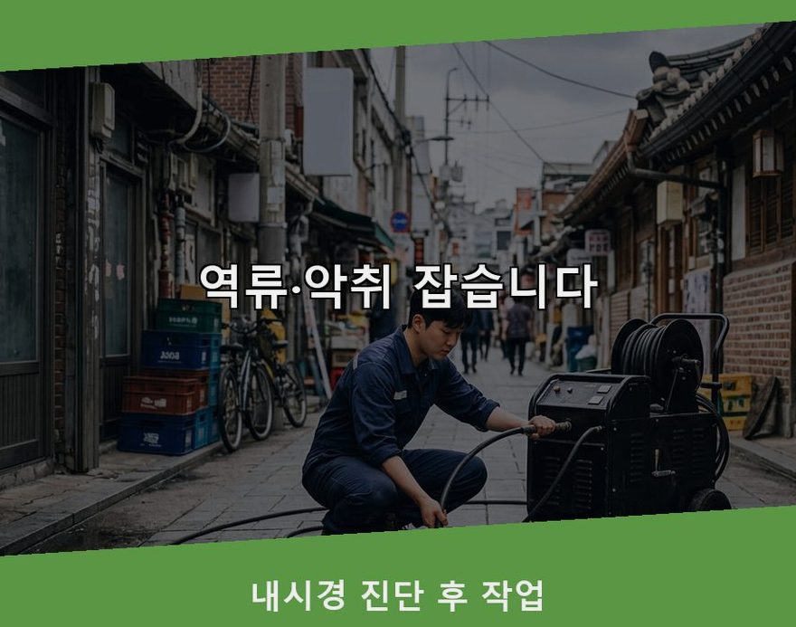 고양시일산동구 마두동 하수구 역류 전문 업체 현장 작업 사진 - 배관해결사