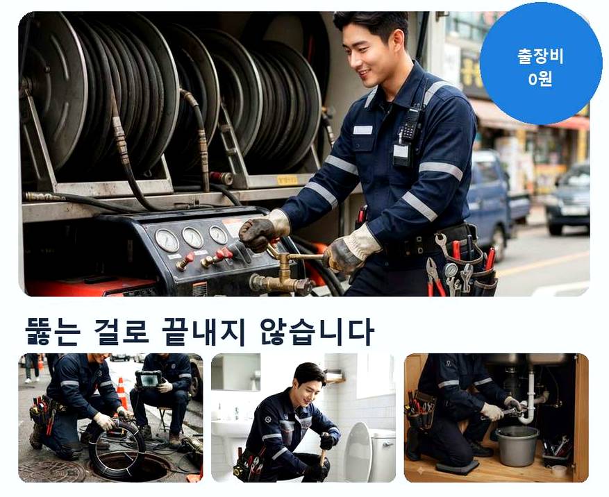 서울 성동구 마장동 배수구막힘 고압세척·관통 작업 모습