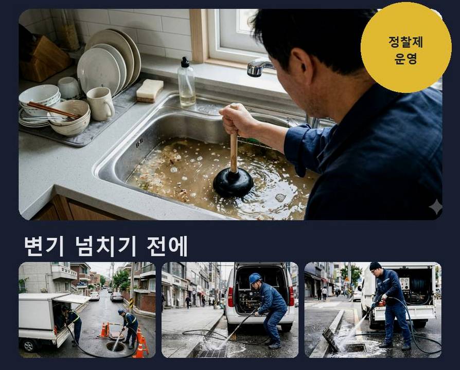 과천시 막계동 변기막힘 비용 현장 작업 사진 - 배관해결사