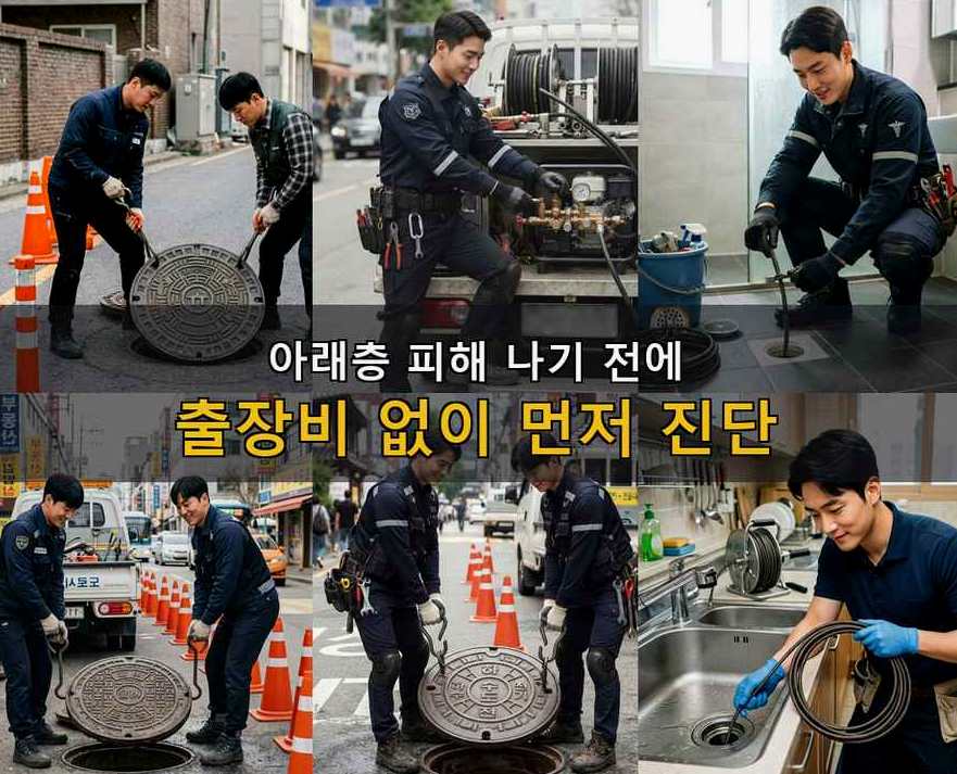 서울 중랑구 망우동 주방 하수구막힘 야간 출동 현장 작업 사진 - 배관해결사