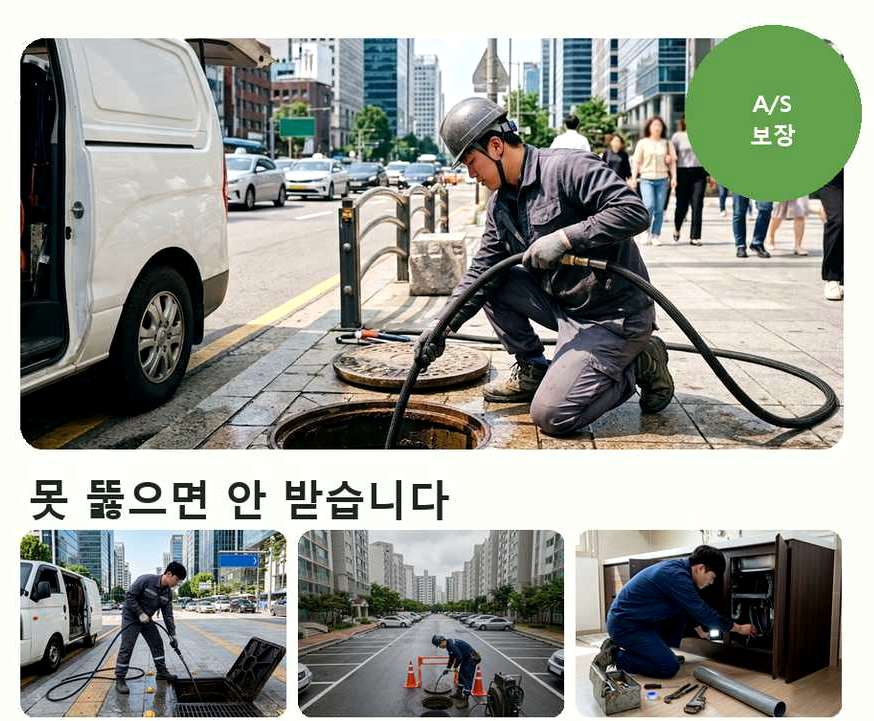 서울 중랑구 망우동 하수구 냄새 비용 현장 작업 사진 - 배관해결사