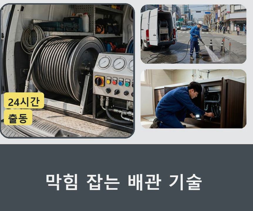 파주시 맥금동 배수구막힘 긴급출동 현장 작업 사진 - 배관해결사