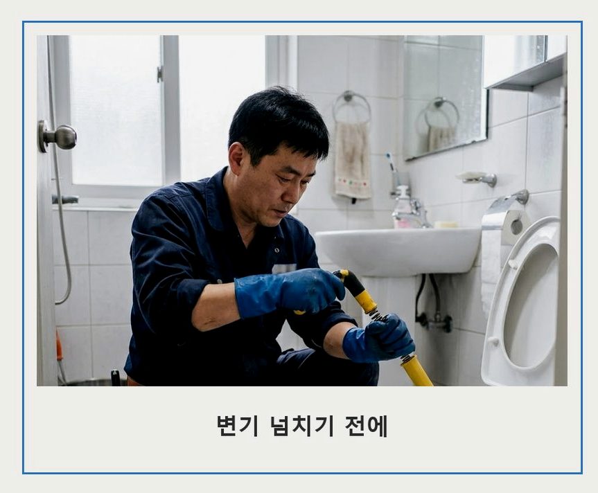 파주시 맥금동 변기막힘 원인 진단 현장 작업 사진 - 배관해결사