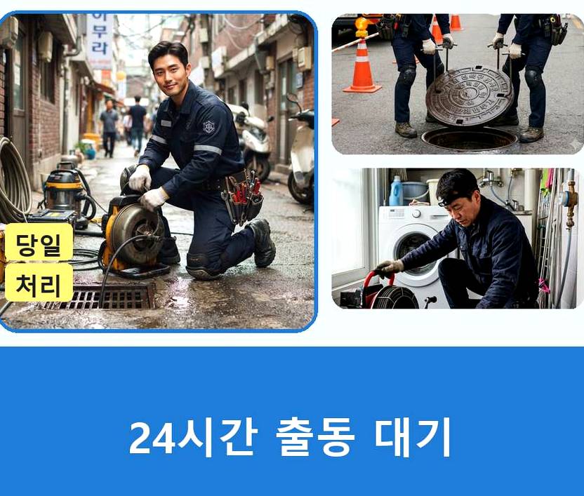 서울 중랑구 면목동 세면대막힘 뚫음 현장 작업 사진 - 배관해결사