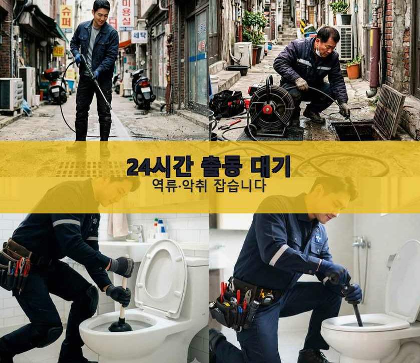 안성시 명륜동 배수구막힘 긴급출동 현장 작업 사진 - 배관해결사