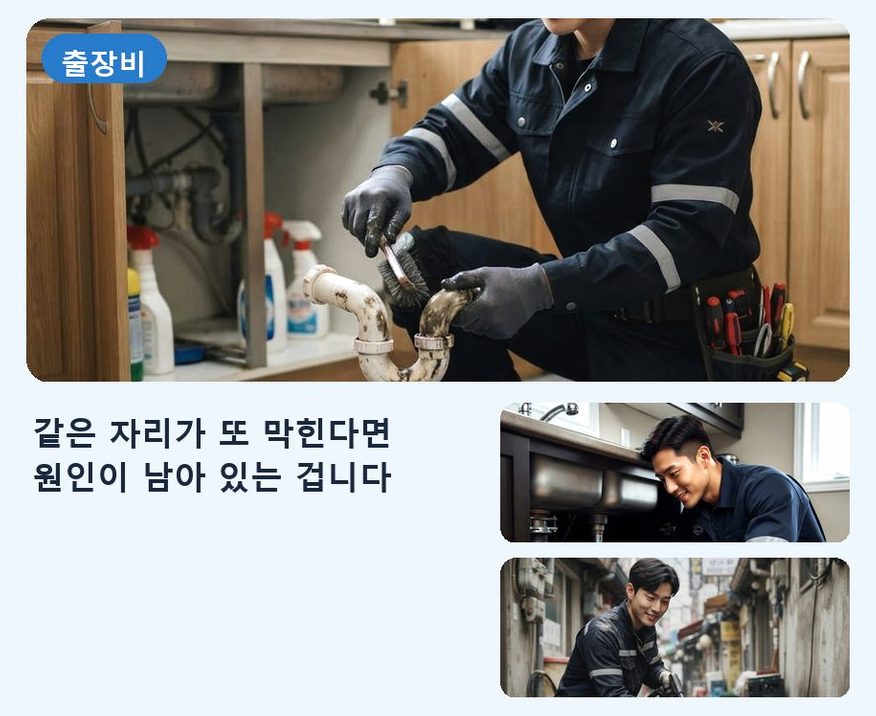 파주시 문발동 싱크대막힘 야간 출동 현장 작업 사진 - 배관해결사