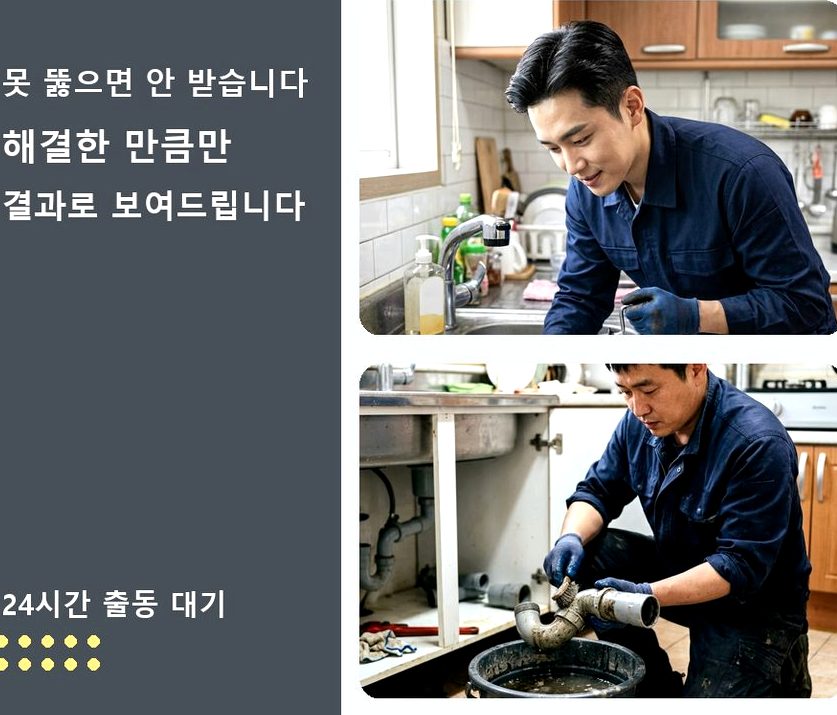 고양시일산동구 문봉동 싱크대막힘 출장비 무료 현장 작업 사진 - 배관해결사