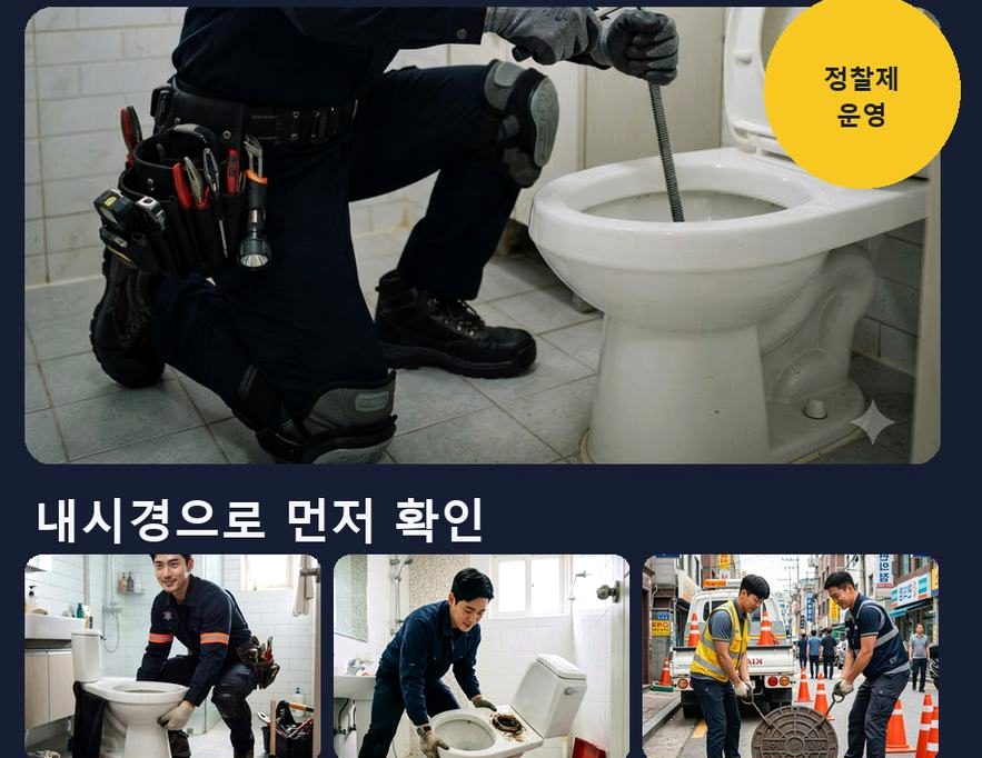 과천시 문원동 배관청소 원인 진단 현장 작업 사진 - 배관해결사