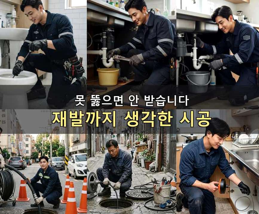 과천시 문원동 하수구 냄새 원인 진단 현장 작업 사진 - 배관해결사