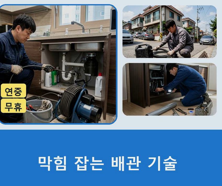 서울 도봉구 방학동 하수구막힘 고압세척·관통 작업 모습