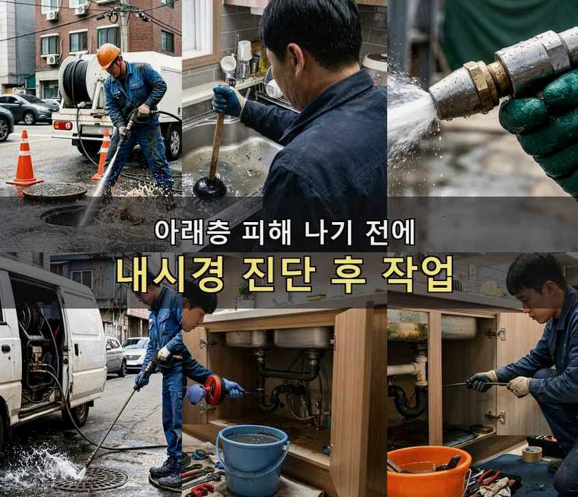 고양시일산동구 백석동 배관청소 비용 현장 작업 사진 - 배관해결사