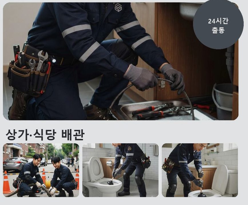 고양시일산동구 사리현동 싱크대막힘 고압세척·관통 작업 모습