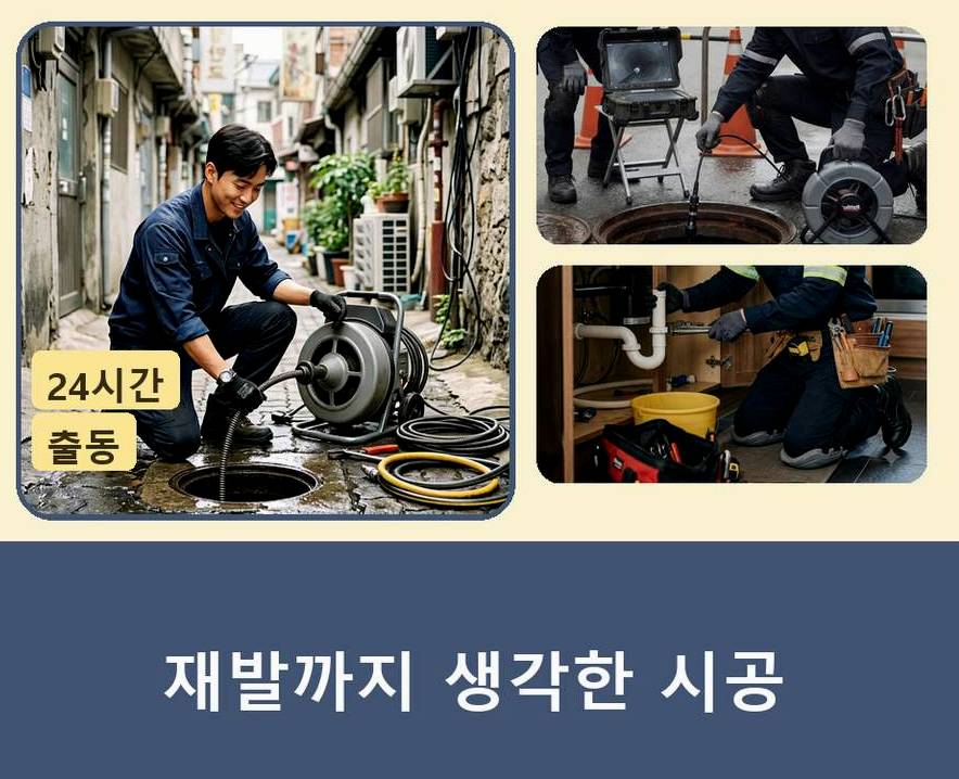 과천시 별양동 고압세척 출장비 무료 현장 작업 사진 - 배관해결사