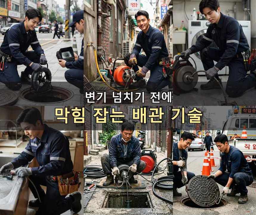 과천시 별양동 오수관막힘 24시 출동 현장 작업 사진 - 배관해결사