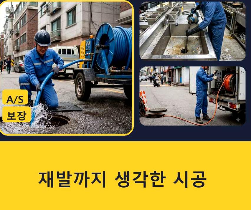 서울 관악구 보라매동 배수구막힘 뚫음 현장 작업 사진 - 배관해결사