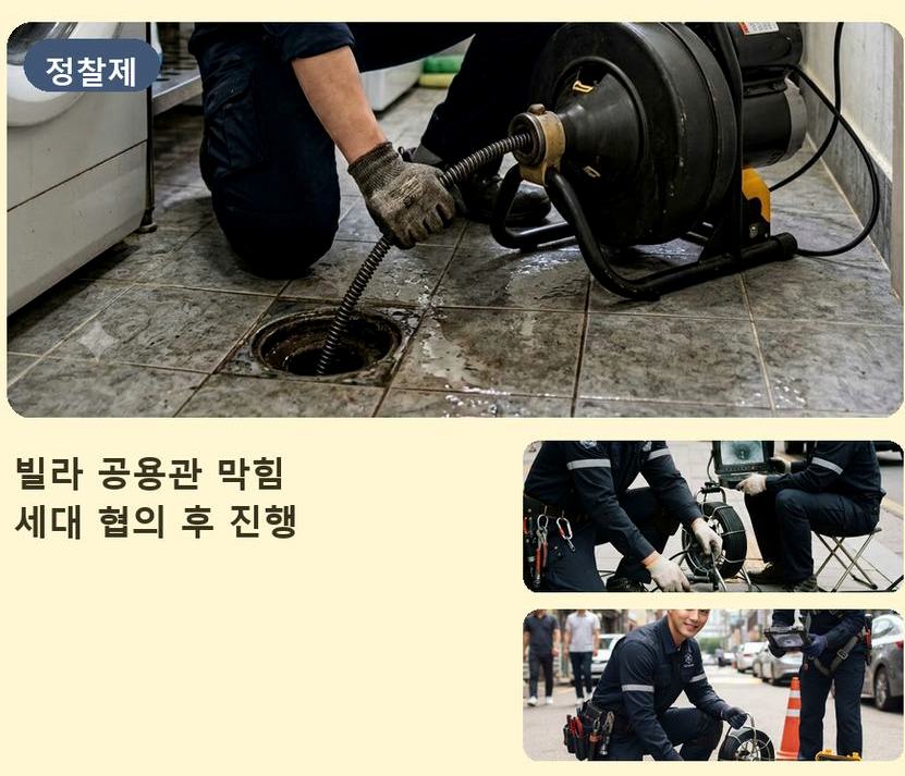 서울 동작구 본동 변기막힘 고압세척·관통 작업 모습