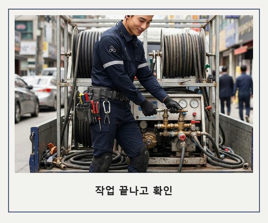 안산시상록구 본오동 배관청소 가격 안내 현장 작업 사진 - 배관해결사