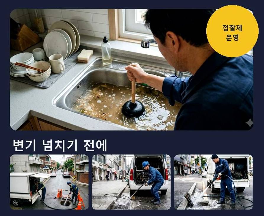 안산시상록구 본오동 주방 하수구막힘 빠른 해결 현장 작업 사진 - 배관해결사