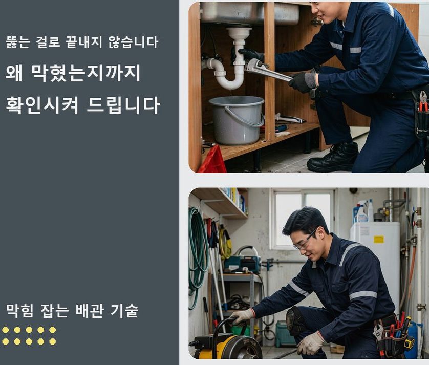 과천시 부림동 배수구막힘 비용 현장 작업 사진 - 배관해결사