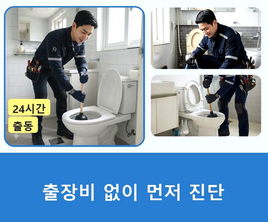 과천시 부림동 하수구막힘 야간 출동 현장 작업 사진 - 배관해결사