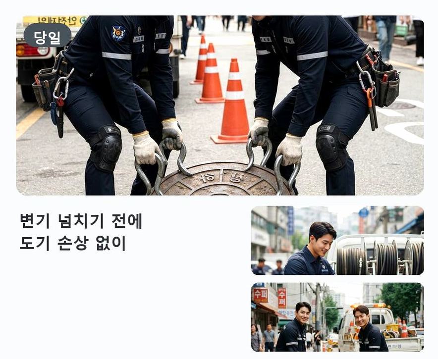 김포시 북변동 하수구막힘 출장비 무료 현장 작업 사진 - 배관해결사