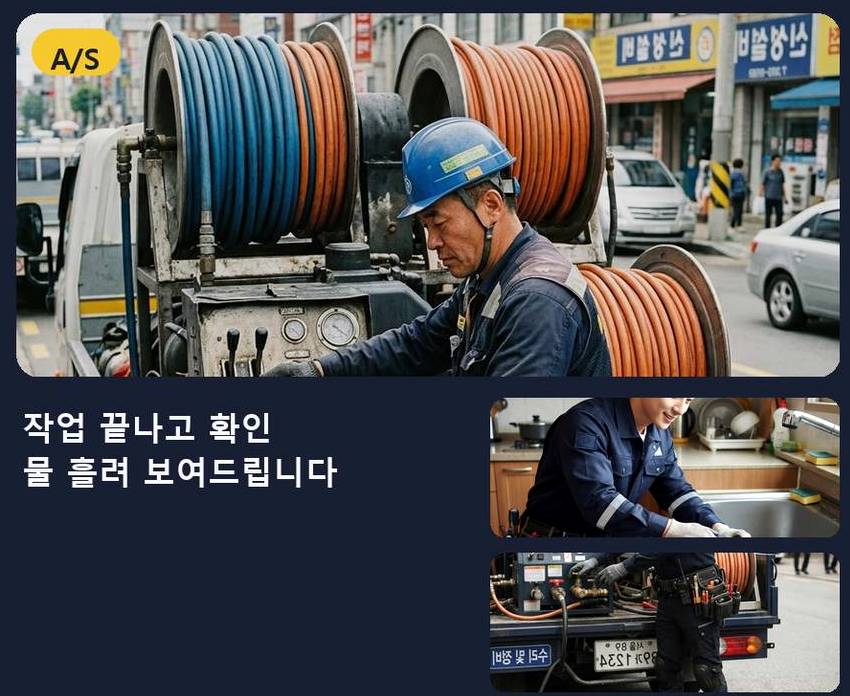 서울 성동구 사근동 싱크대막힘 업체 현장 작업 사진 - 배관해결사