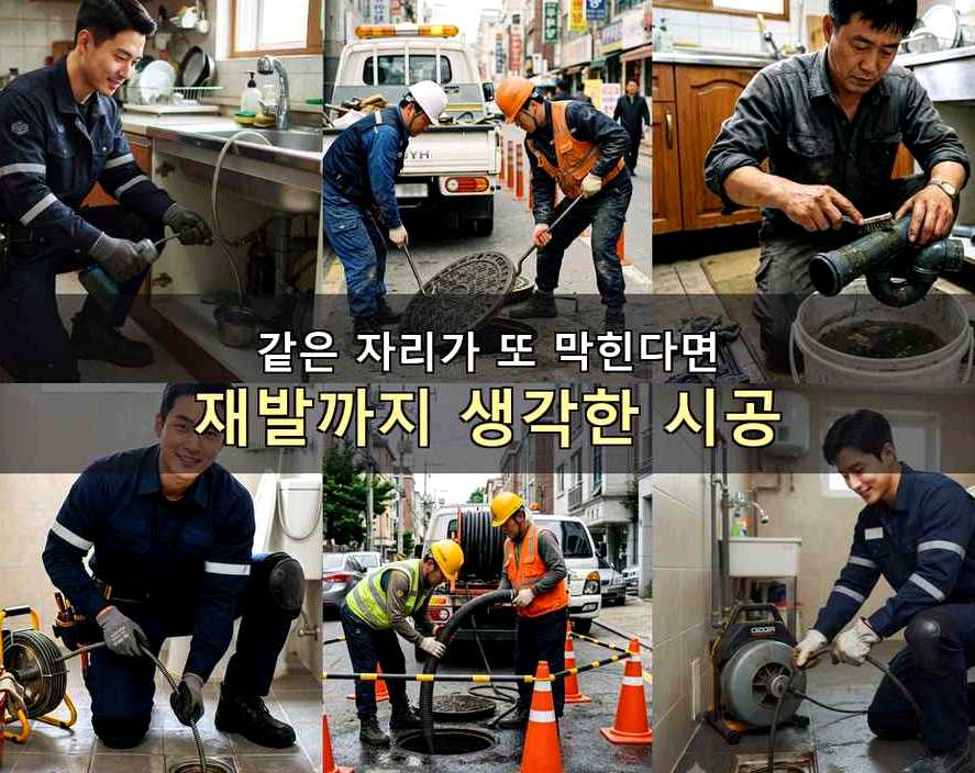 서울 성동구 사근동 욕실 배수구막힘 업체 현장 작업 사진 - 배관해결사
