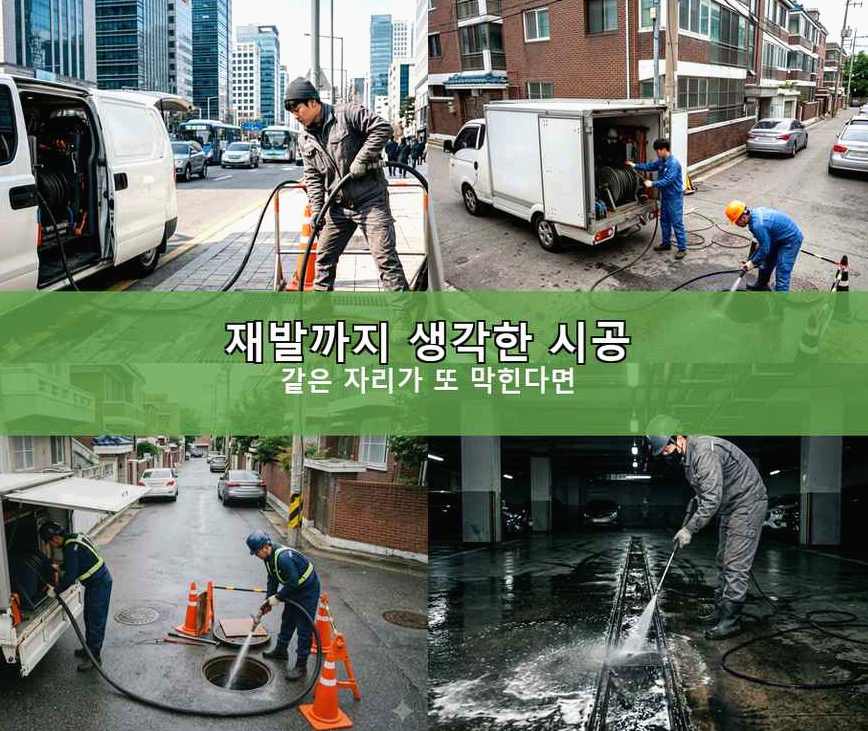 서울 성동구 사근동 하수구 냄새 긴급출동 현장 작업 사진 - 배관해결사