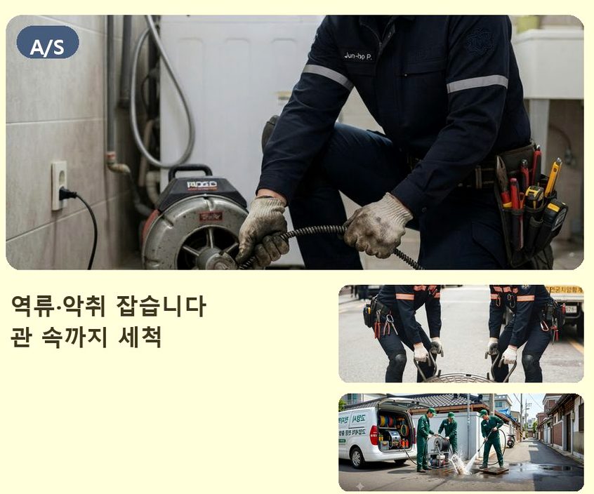 서울 동작구 사당동 고압세척 24시 출동 현장 작업 사진 - 배관해결사