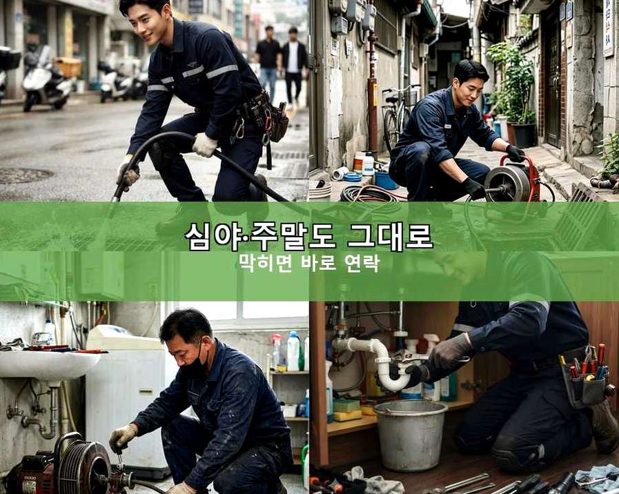 안산시상록구 사동 배관청소 뚫음 현장 작업 사진 - 배관해결사