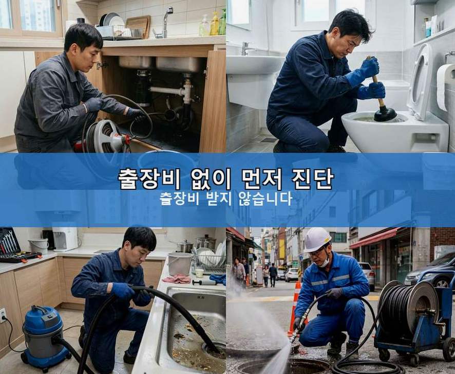 안산시상록구 사동 베란다 배수구막힘 뚫음 현장 작업 사진 - 배관해결사