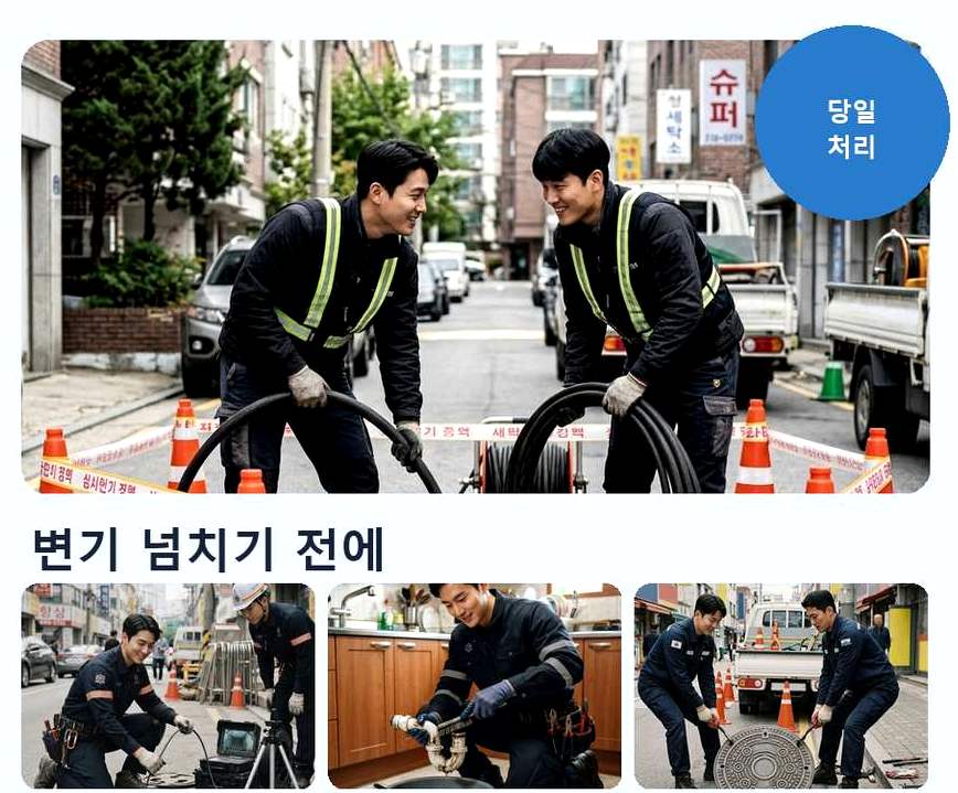 고양시일산동구 사리현동 오수관막힘 전문 업체 현장 작업 사진 - 배관해결사