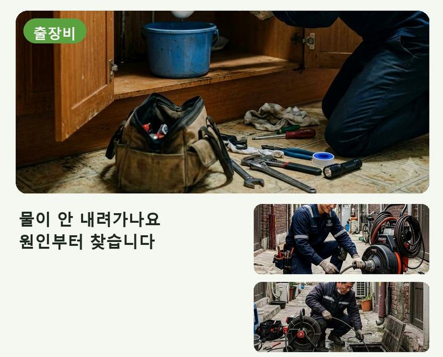 고양시일산동구 사리현동 화장실 하수구막힘 전문 업체 현장 작업 사진 - 배관해결사