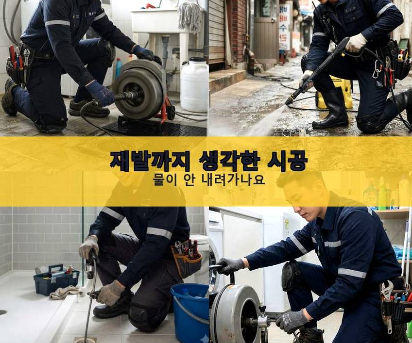 안산시상록구 사사동 베란다 배수구막힘 비용 현장 작업 사진 - 배관해결사